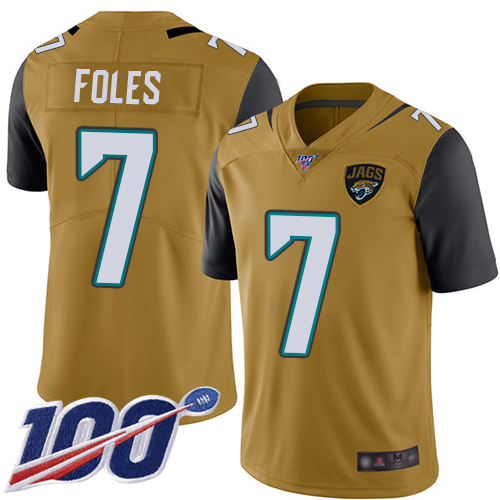 Nike Jacksonville Jaguars #7 Nick Foles Gold Men Stitched NFL Limited Rush 100th Season Jersey